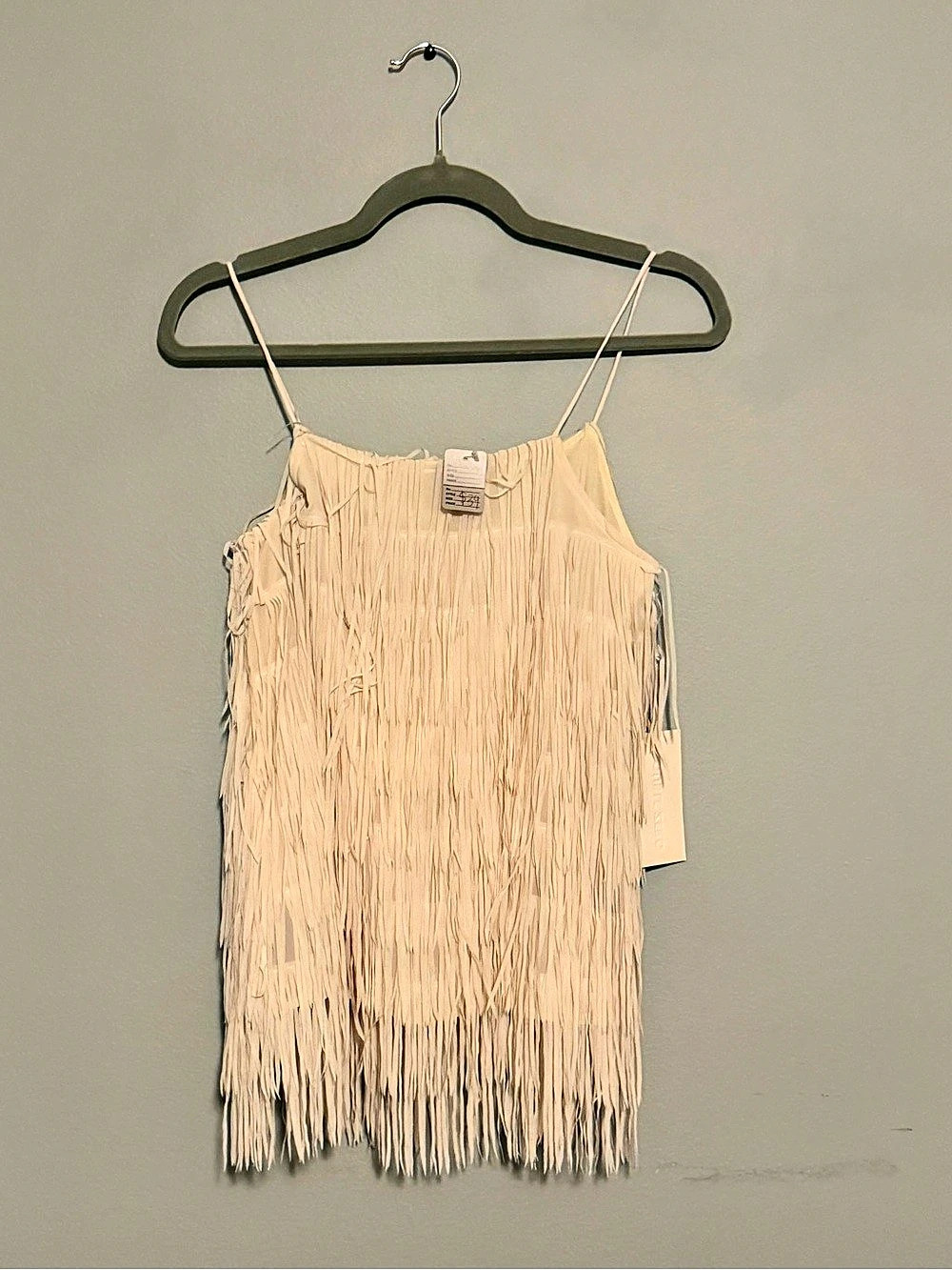 Double Zero Boho Fringe Tank Top in Cream Size small New with tags